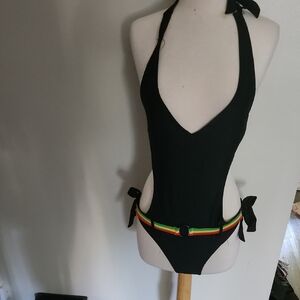 Women One Piece Swimsuit with Colorful Belt